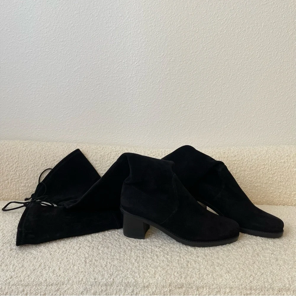 Stuart Weitzman Elevated Black Suede Over The Knee Boots